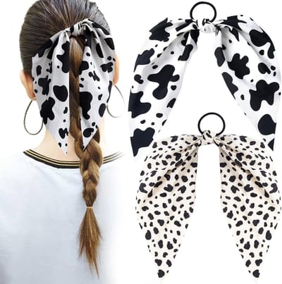 Haarelastiekjes voor dames met koeienprint en luipaardpatroon, elastische haarbanden voor paardenstaarten, trendy accessoires voor meisjes en vrouwen