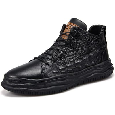 Bottes d'hiver luxueuses de haute qualité à motif crocodile pour hommes, chaussures montantes pour adultes, bottes d'affaires en cuir pour hommes, chaussures décontractées 38 noir