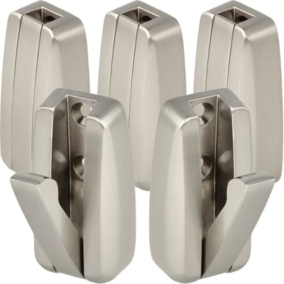 SOTECH 5-delige opklaphaken HIPPO RVS-look met veer Metalen jashaken, ruimtebesparend, ideaal voor krappe ruimtes zoals in caravans