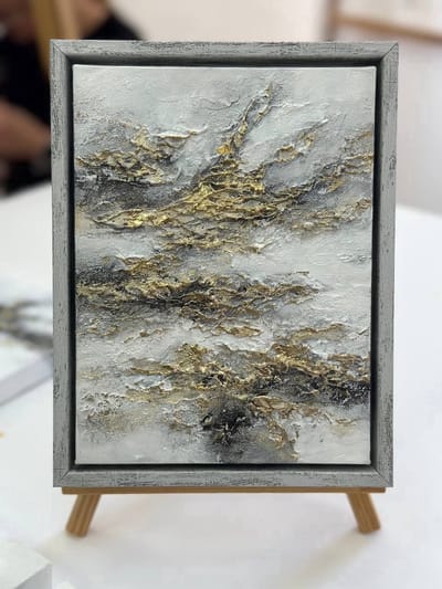 YS Canvas schilderij handgeschilderd harmonie van lagen – YS-Art Gallery – Luxe wanddecoratie Wood - 20x15 cm