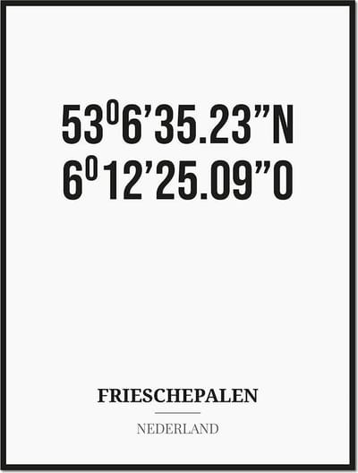 Poster/kaart FRIESCHEPALEN met coördinaten