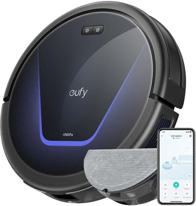 eufy G50 Hybride Robotstofzuiger met 4.000Pa Sterke Zuigkracht - Dynamische Navigatie - Proontwarrende Kam - Rolborstel - Dweilpad voor Lichte Oppervlakte Reiniging - Ideaal voor Huisdierhaar, Harde Vloeren en Tapijt