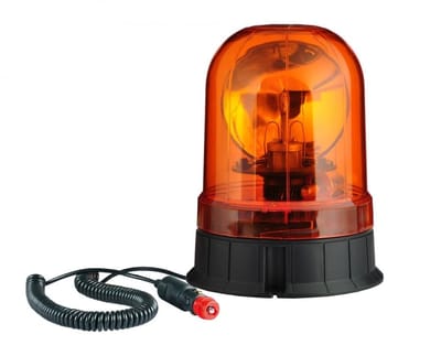 Zwaailamp oranje 12V/24V magneetvoet en sigaretten aansluiting