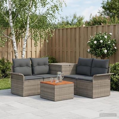 vidaXL - Bankstel - 6 - st - 4-zits - Grijs - en - Donkergrijs - Poly - Rattan - en - Staal