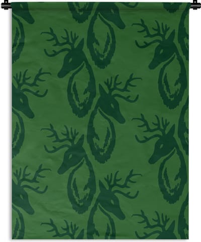 Wandkleed - Wanddoek - Patronen - Groen - Hert - 90x120 cm - Wandtapijt