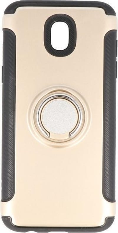 Pantser TPU Hoesje Ringhouder cases - Hoesje Geschikt voor Samsung Galaxy J3 2017 Goud