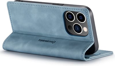CaseMania Bookcase hoesje geschikt voor Apple iPhone 15 Pro - Effen Aqua - Kunstleer