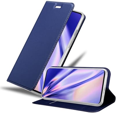 Cadorabo Hoesje geschikt voor OnePlus 8 in CLASSY DONKER BLAUW - Beschermhoes met magnetische sluiting, standfunctie en kaartvakje Book Case Cover Etui