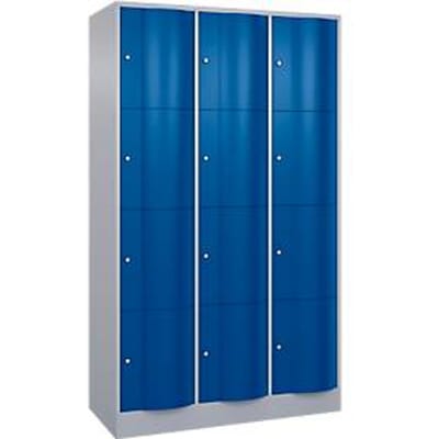C+P Resisto lockerkast, 3 vakken, 12 vakken, B 1148 x D 540 x H 1950 mm, blank aluminium/ gentiaanblauw