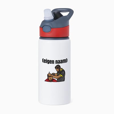 Hacebo® - kapper man met eigen naam waterfles met rietje rood - Kapper - barbers - collega's - verjaardag - afscheidscadeau - geschenk - kado - water fles - 650ML