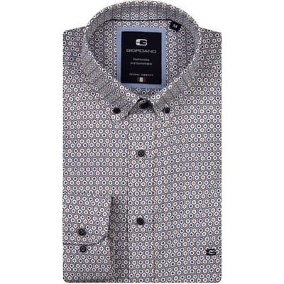 Giordano Overhemd Brando Soft Twill Hexagon Fantasy Navy-Multi / male