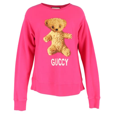 Gucci trui met geborduurde teddybeer in roze katoen