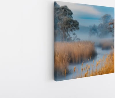 Saammp Canvas Schilderij - Abstract - Mist - Landschap - Natuur - 20x20 - Foto op canvas - Wanddecoratie - Muurdecoratie Woonkamer - Slaapkamer decoratie - Canvas Print