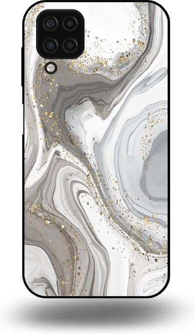 Smartphonica Telefoonhoesje geschikt voor Samsung Galaxy A12 met marmer opdruk - TPU backcover case marble design - Zilver geschikt voor Samsung Galaxy A12