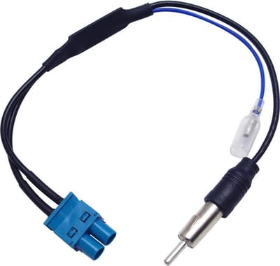 Antenne kabel Adapter dubbel fakra (m) > DIN (m) met versterker geschikt voor VW Volkswagen Skoda Audi Seat etc
