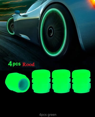 Ventieldopjes lichtgevende met fluorescerend licht voor auto of motor band 4 stuks rood