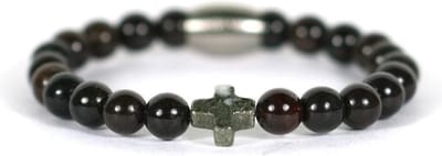 IbizaMen KIDS - pyrite kruis  granaat 6mm - 16cm