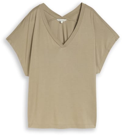Tom Tailor - T-shirt met V-hals - Maat XXL - Silver Olive