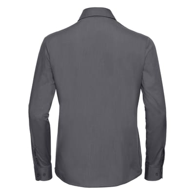 Russell Collection Dames/Dames Klassiek Polycotton Easy-Care Shirt met Lange Mouwen (Konvooi Grijs)