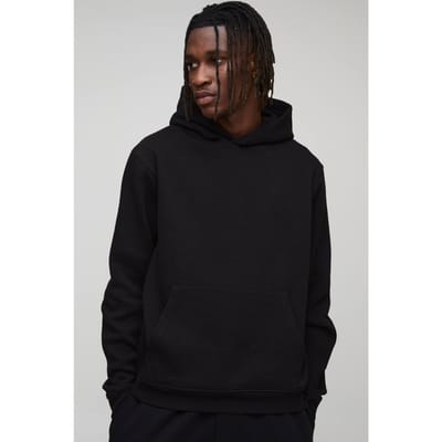 Tall Essential Boxy Over the Head Hoodie | Black | Size Large