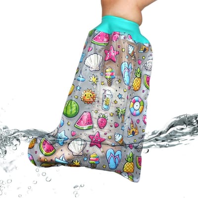 Waterdichte gipsbescherming voor voet kinderen – PVC hoes met siliconen sluiting voor douche en zwembad
