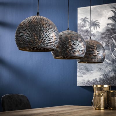 Dimehouse Hanglamp Industrieel Aya 3-lichts Zwart Bruin 3-lichts - Zwart bruin - Industrieel