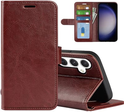 MobyDefend Hoesje - Geschikt voor Samsung Galaxy S24 - Wallet Book Case (Sluiting Achterkant) - Bruin