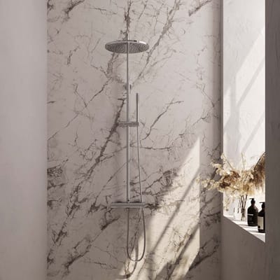 BRAUER Chrome Edition opbouw thermostatische regendouche SET 03 met 30 cm hoofddouche en staaf handdouche en doucheslang chroom