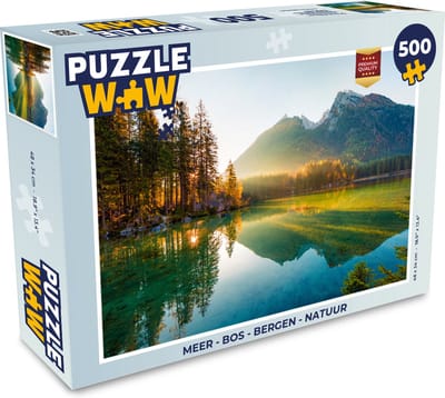 Puzzel Meer - Bos - Bergen - Natuur - Zon - Landschap - Legpuzzel - Puzzel 500 stukjes