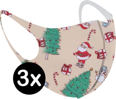 Mondkapje Wasbaar Kerst Mondmasker Mondkapjes Niet Medisch Creme - 3x