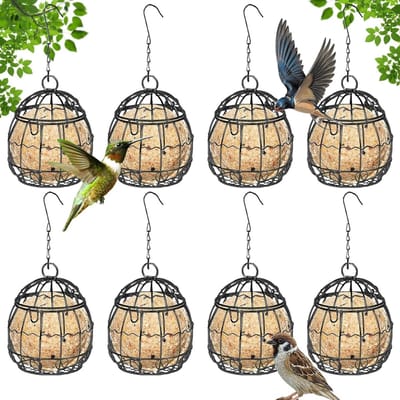 Set van 8 Vogelvoederhuisjes met Kettinghaken - Hangende Voederhuizen voor Tuin en Balkon, Ideaal voor Mezen en Spreeuwen