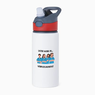Hacebo® - later word ik verpleegkundige waterfles met rietje rood - Verpleegkundige - Zorgmedewerkers - Artsen - ziekenhuismedewerkers - zorg - water fles - 650ML