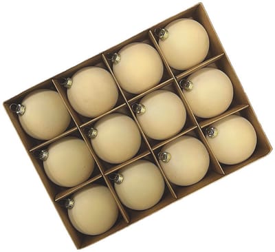 Fjesta© Velvet kerstballen - 6cm - Beige - 12 stuks