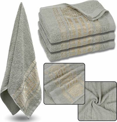 Muntkatoenen Handdoek met Gouden Borduursel, Badhanddoek 70x135 cm