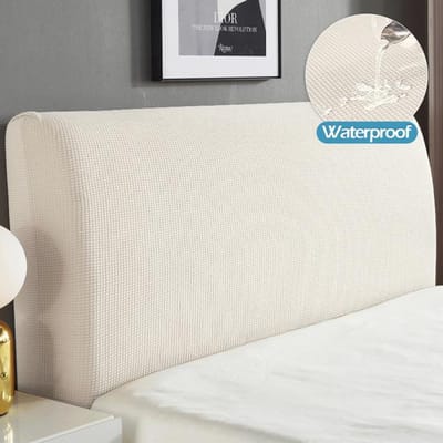 Waterdichte all-inclusive bedhoofdhoes Dikker gewatteerde hoofdeindehoezen Effen kleur Bedhoofdbordhoesbeschermer Slaapkamer S  120cm ivoor