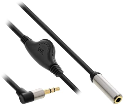 InLine 3,5mm Jack adapter met volumeregelaar | haaks | 0,25 meter