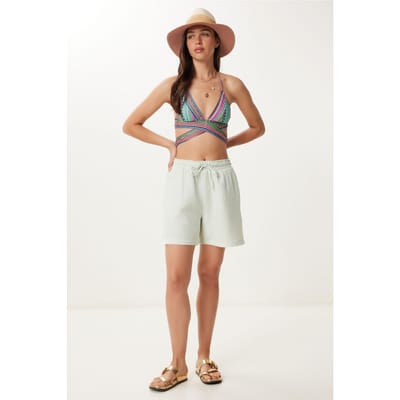 Hoge Taille Wijde Been Katoenen Shorts