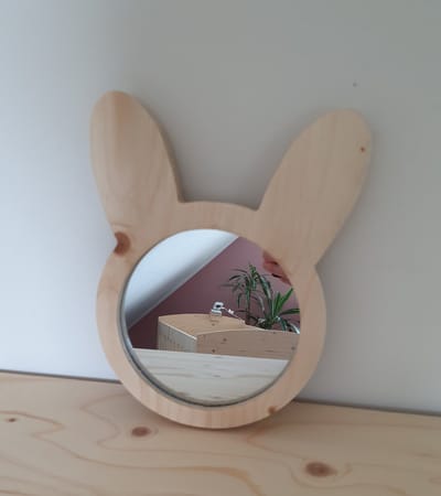 Konijnenspiegel - Medium / Middel - Dieren spiegel konijn - Konijnenoren - Kinderkamer - Babykamer - Dierenkamer - Nordic / Scandinavisch