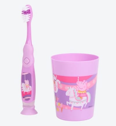 Peppa Pig Tandenborstelset voor kinderen 3+ met timer en zuignap - Paars
