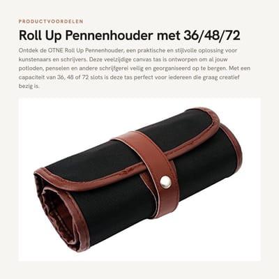 Dailygoods- Pennenrol 36/48/72 Slots - Canvas Etui - Roll Up Organizer - Kunstenaars Accessoire - Duurzaam - Met Draaghandvat - Pencil Case