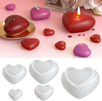 5 Stuks Siliconen Mallen voor Hartvormige Kaarsen en Gips, 3D Mallen voor Creatieve Ambachten, Perfect voor DIY Projecten en Cadeaus