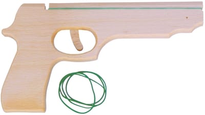 Speelgoed Pistool van hout - Magnum - schiet elastieken