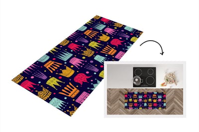 Keukenloper - Loper keuken - Patronen - Kroon - Kleuren - 120x50 cm - Keukenloper vinyl
