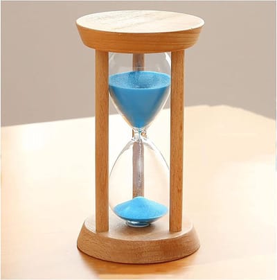 Zandloper Timer - Zandklok - Tijd Bijhouden - Houten Frame - 10 Minuten - Blauw