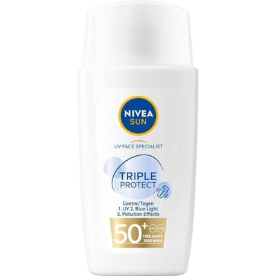 NIVEA SUN UV Face Triple Protect Ultralichte Zonnebrand Gezicht SPF 50+ - Met Hyaluronzuur - Zonnebrandcrème - 40 ml