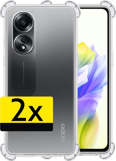 Hoesje - 2 Stuks - Geschikt voor OPPO A58 - Sterk & Shockproof - Siliconen Case - Back Cover - Telefoon Hoes Shock Proof - Telefoonhoesjes - Transparant