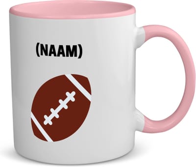 Akyol - american football met je eigen naam koffiemok - theemok - roze - American football - sport liefhebbers - nfl - verjaardag - verjaardagscadeau - mensen die houden van american football - cadeau - kado - geschenk - gift - 350 ML inhoud