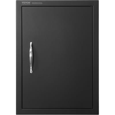 VEVOR Grilltoegangsdeur, 415 X 570 mm, enkele Buitenkeukendeur, Verzonken Gemonteerde Koude Paneeldeur, Verticale Wanddeur met Handvat, voor Grilleiland, Grillstation, Buitenkast Zwart