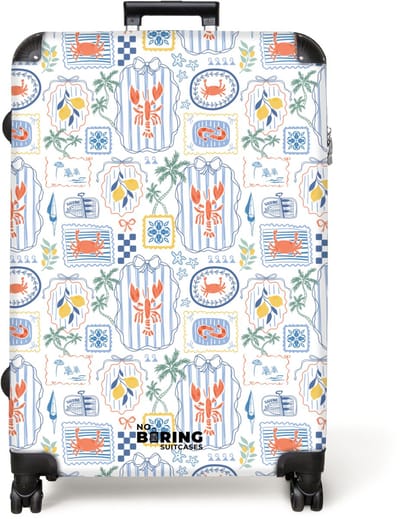NoBoringSuitcases.com® - Koffer groot - Reiskoffer lichtgewicht - Zomers illustraties kleurrijk - Rolkoffer met 4 wielen - Grote trolley XL - 98 liter bagage