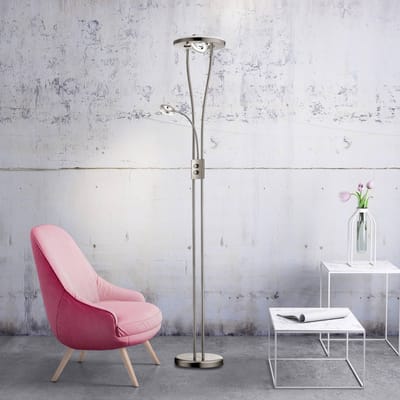 HELIA led stalamp, staal, dimbaar, met leesarm, ronde vorm